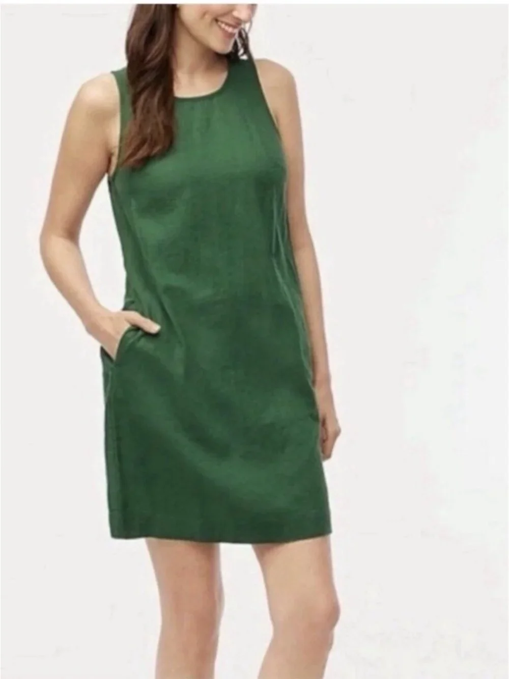 J Crew Womens Linen Blend Sleeveless Mini Dress 2 Fern Canyon Green Minimalist